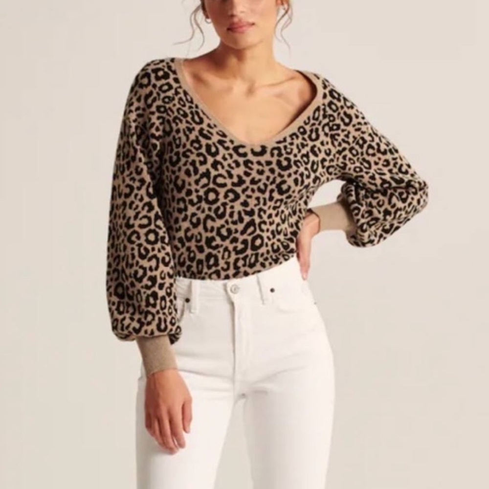 Abercrombie Cheetah V-Neck Sweater
